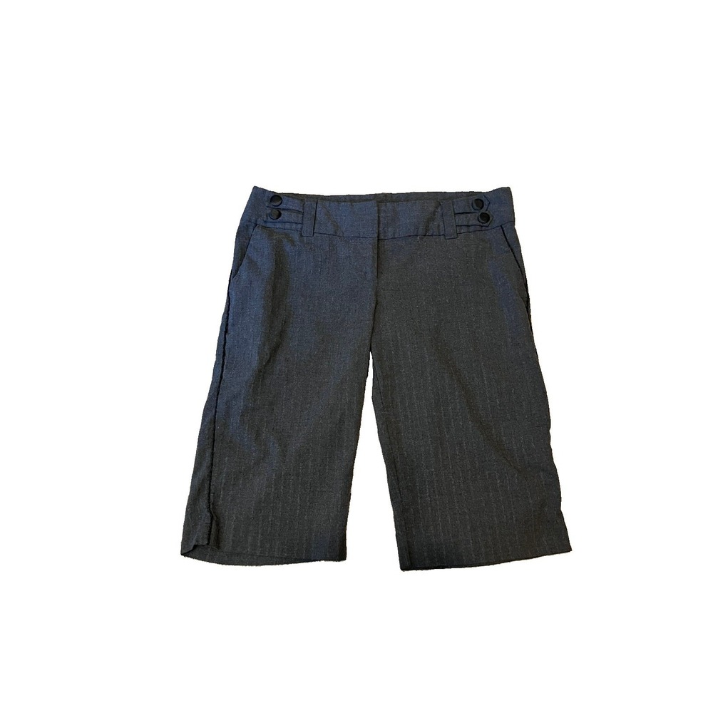 The Limited Y2K Grey Pinstripe Mid Rise Bermuda Dress Shorts Academia Size 12